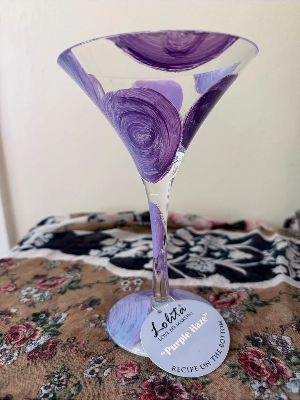 Lolita Purple Haze Hand Painted Martini Glass Gift Box